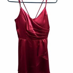 Elegant Dark Fuchsia Satin Dress